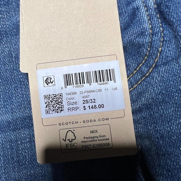 NWT Scotch & Soda Mens Blue Denim Ralston Style Slim Fit Jeans Medium Wash 28x32 - Picture 12 of 12